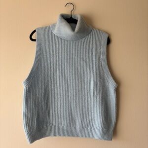Mango Light Blue Sleeveless Turtleneck Sweater Vest